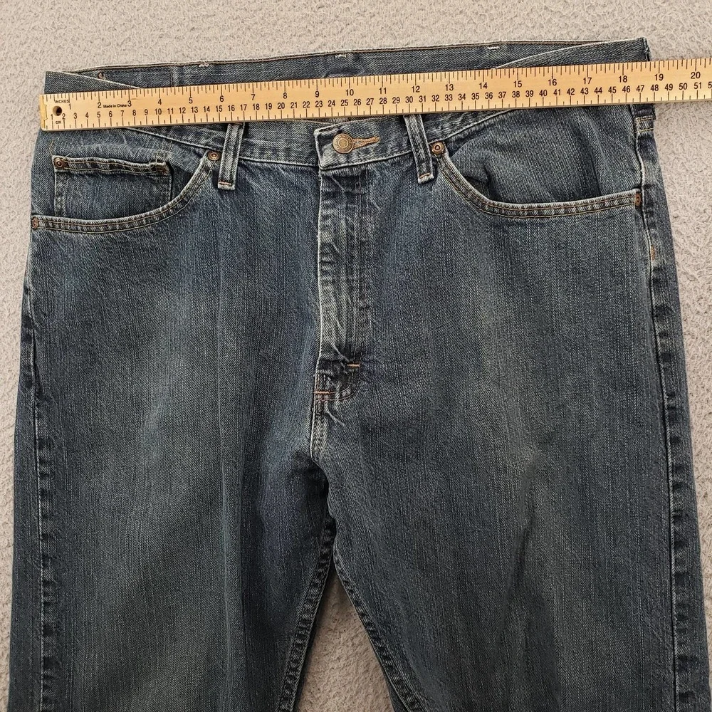 Wrangler Jeans Mens‎ 38x34 Blue Regular Straight Denim Cowboy Logo Mid Rise